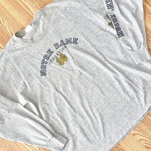 Vintage Lee Sport Gray Notre Dame Long Sleeve Shirt Size XL